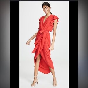 Amanda Uprichard Maxi Dress R Wrap Red Dress Party Cocktail Size med NWT